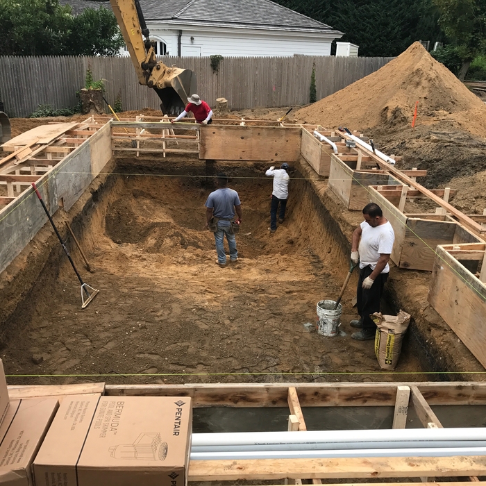 Digging and framing for new gunite pool