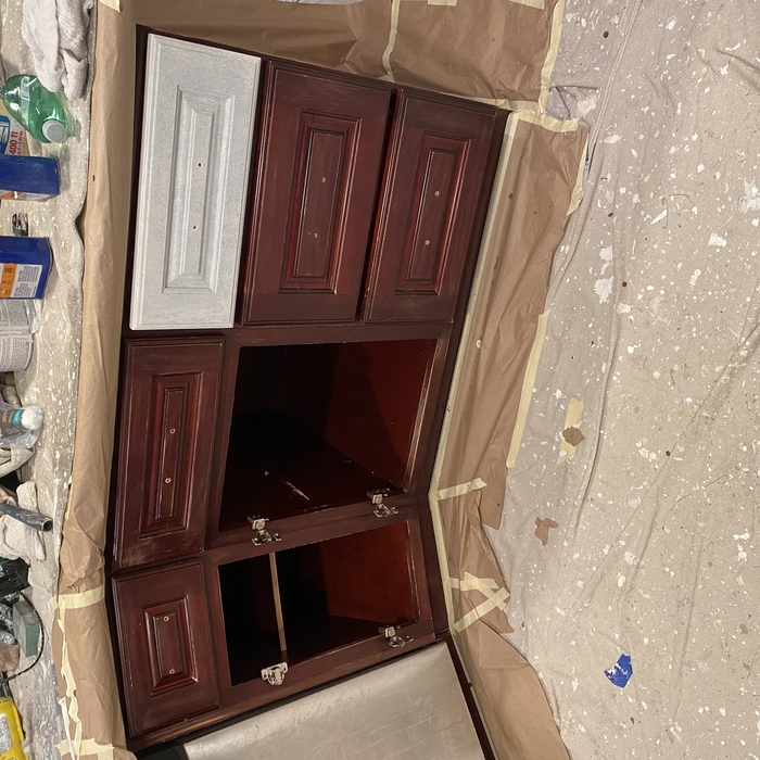 Stained kitchen cabinets