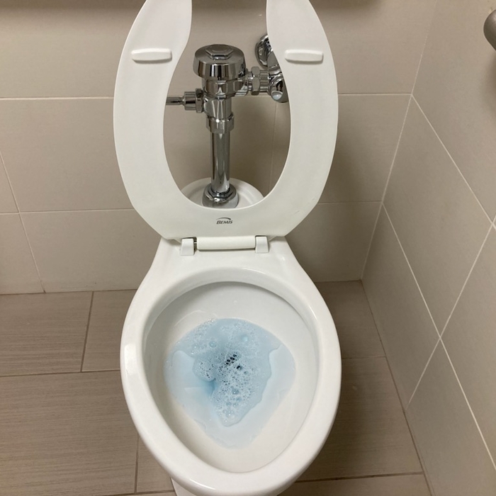 Clean toilet at a medical building