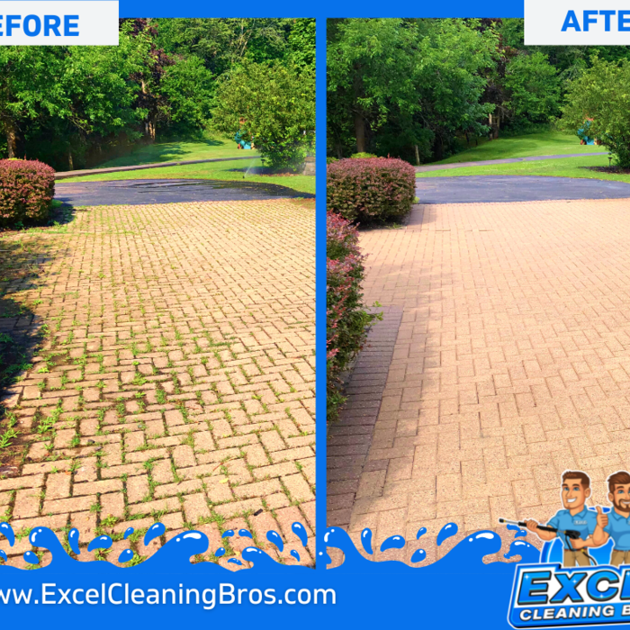 Beautiful paver driveway cleaning!