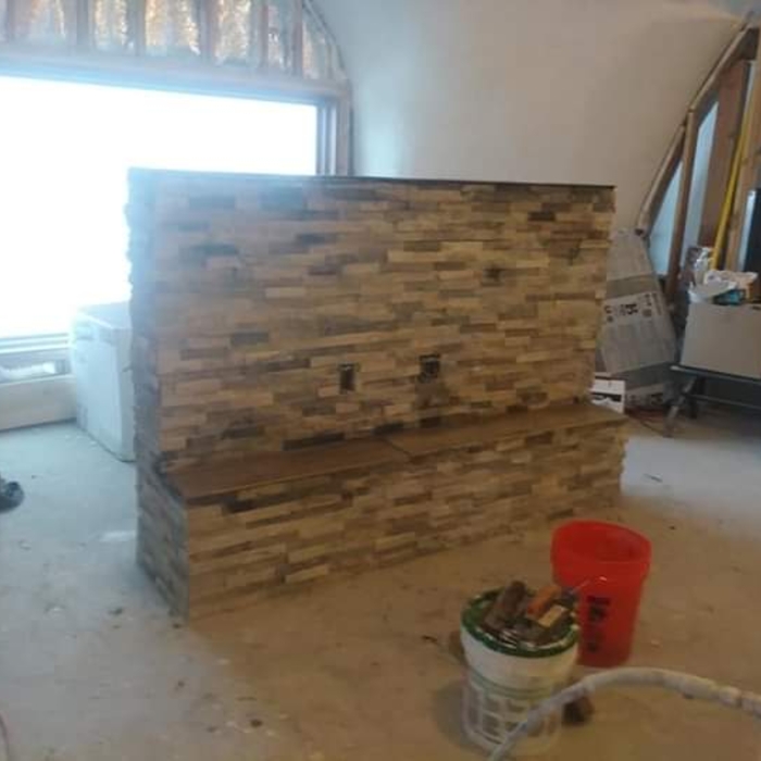 Completed mass wall