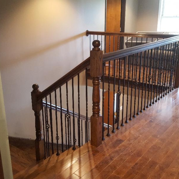 Stair rail and floor installed