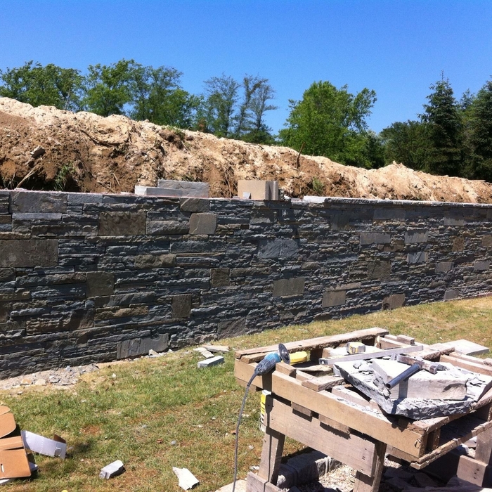 Natural Staked Stone Retaining Wall.