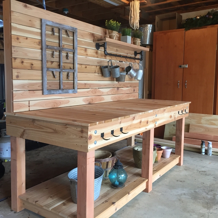 Custom Cedar Gardening Bench
