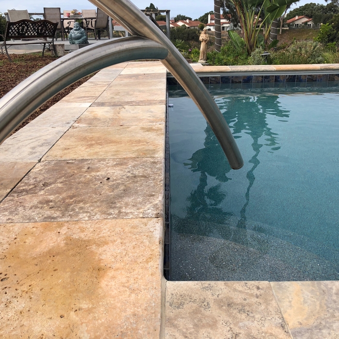 POOL COVER COVERING TRAVERTINE