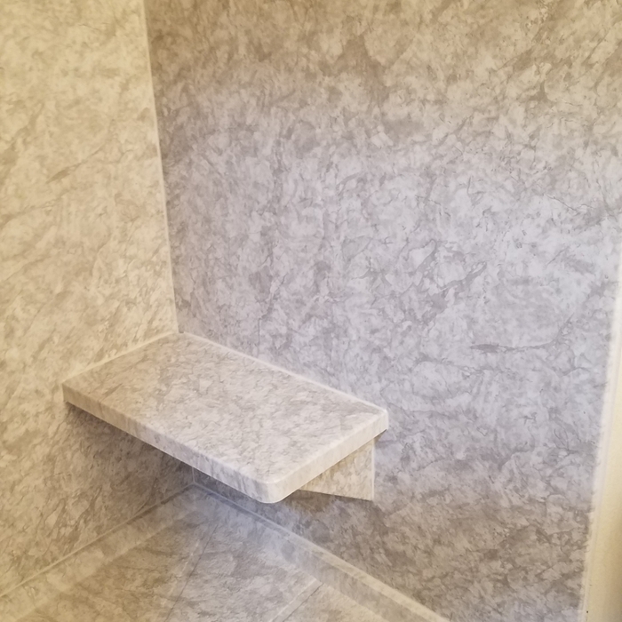 shelves and bench seat