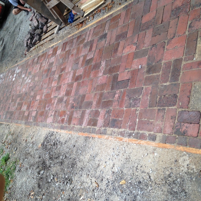 Custom basket-weave style sidewalk
