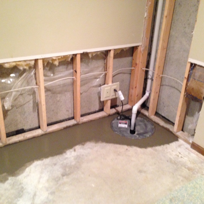 Indoor sump pit installation