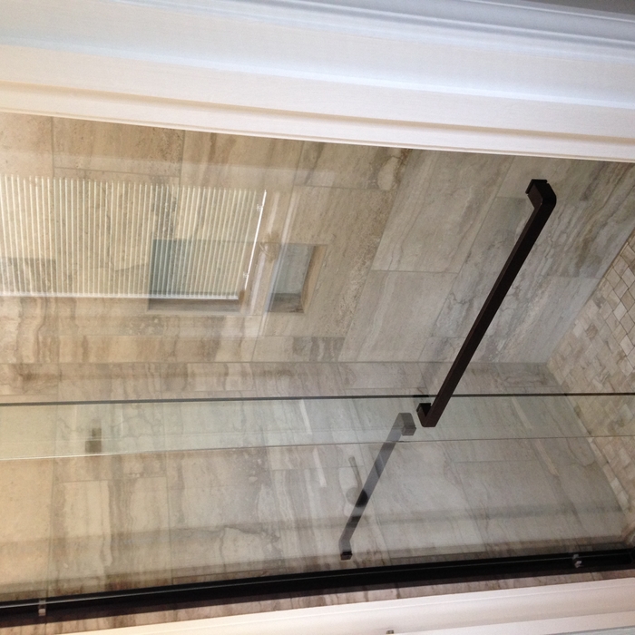 Tiled Shower with Glass Doors