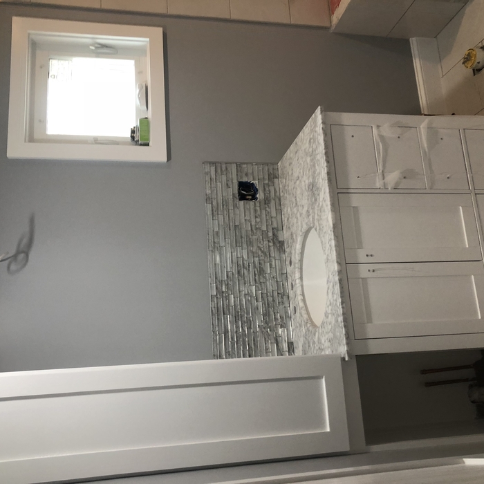 New vanity and linen closet