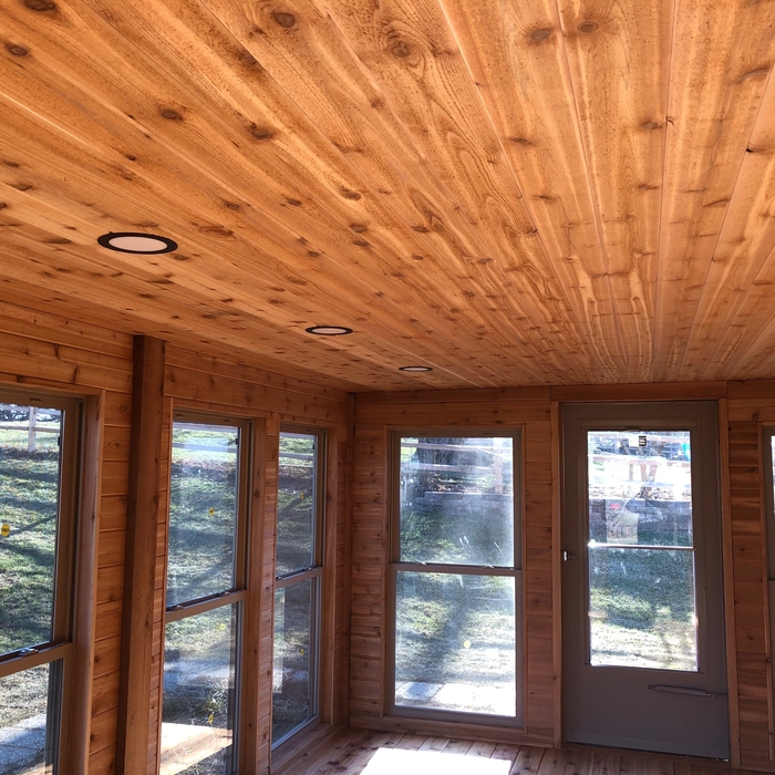 Interior of new cedar sunroom