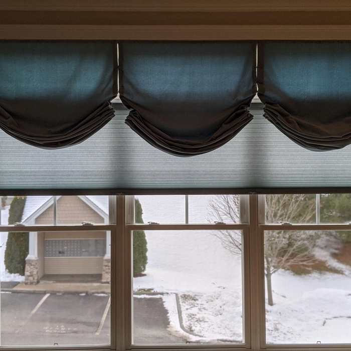Cellular Shades w Pallidium Shelf &amp; Roman Vala