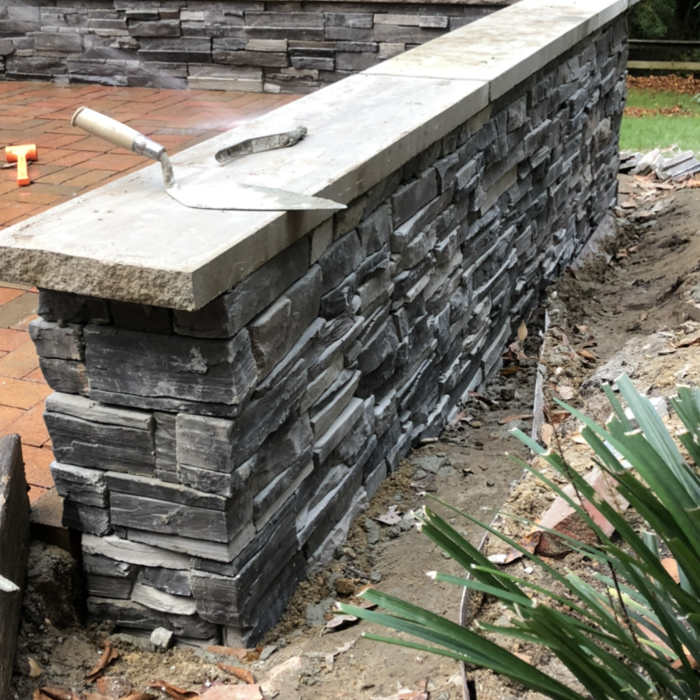 Stone retaining wall