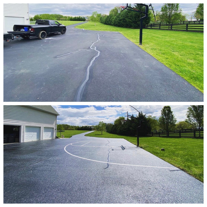 Sealcoating and Basketball striping.