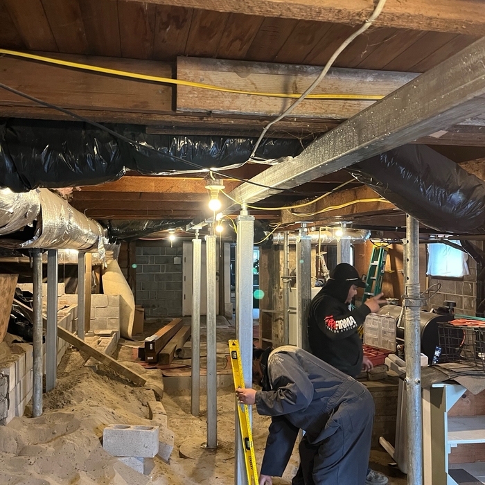 Piering Installation in Basement