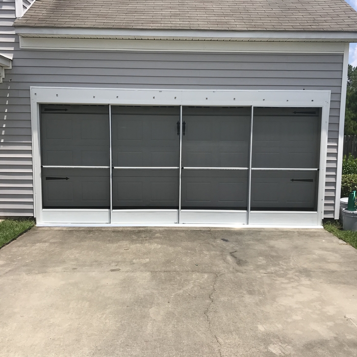 2 car garage screen track system