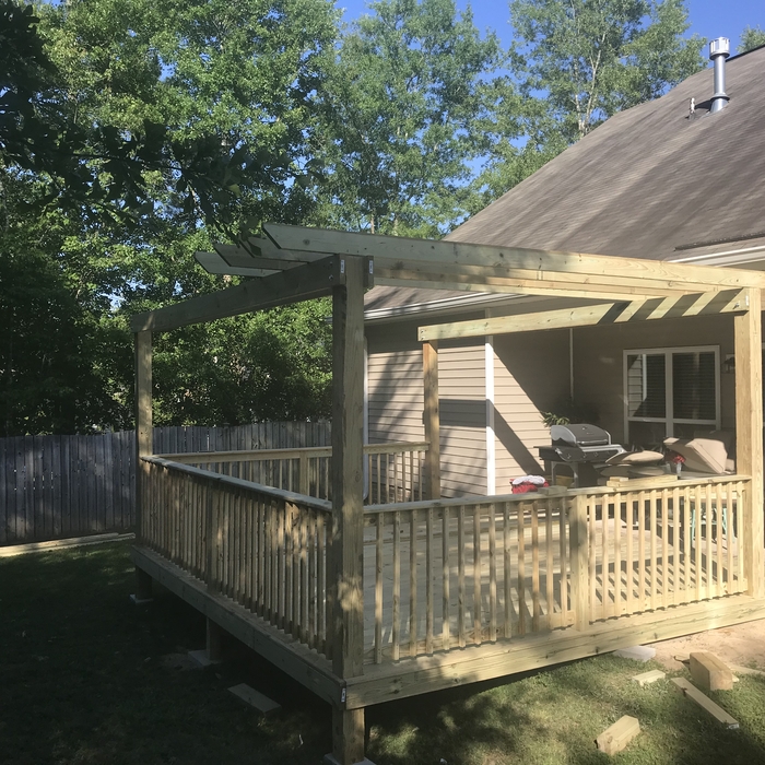 Deck with custom wood pergola