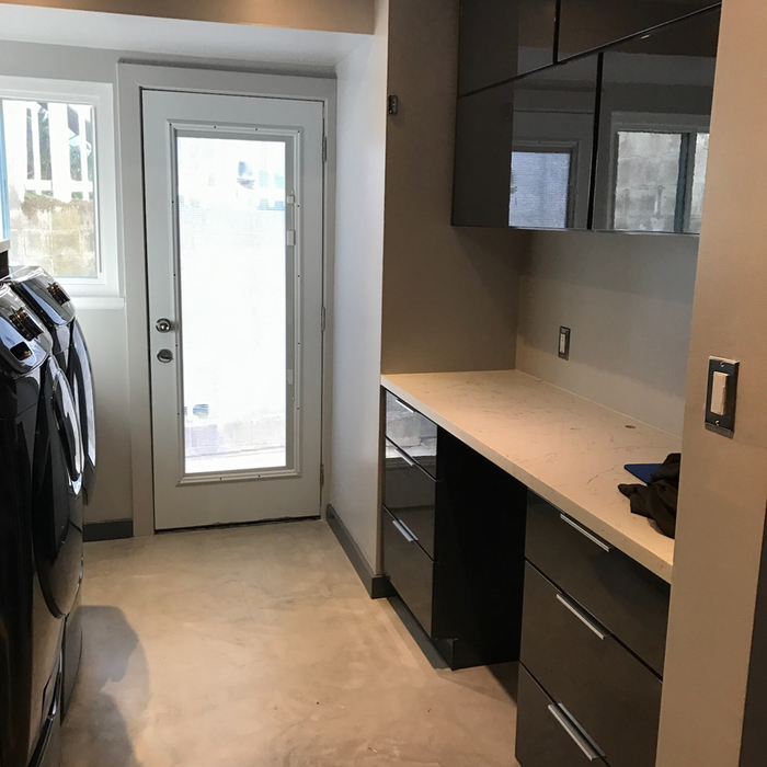 after cabinets installed at the laundry area