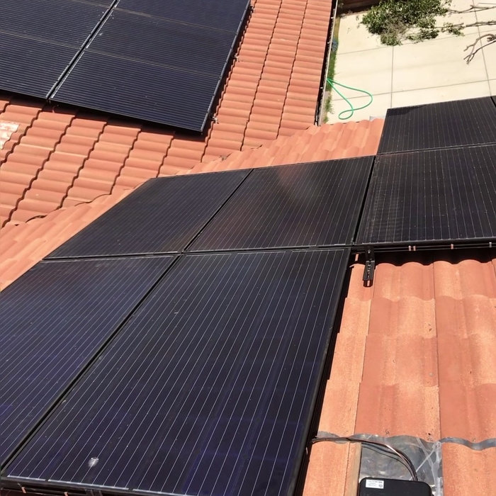 Solar panels on tile roof