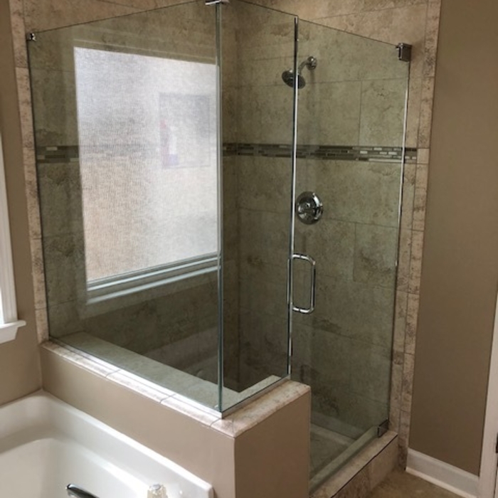 After pic New tile New glass new bench wall