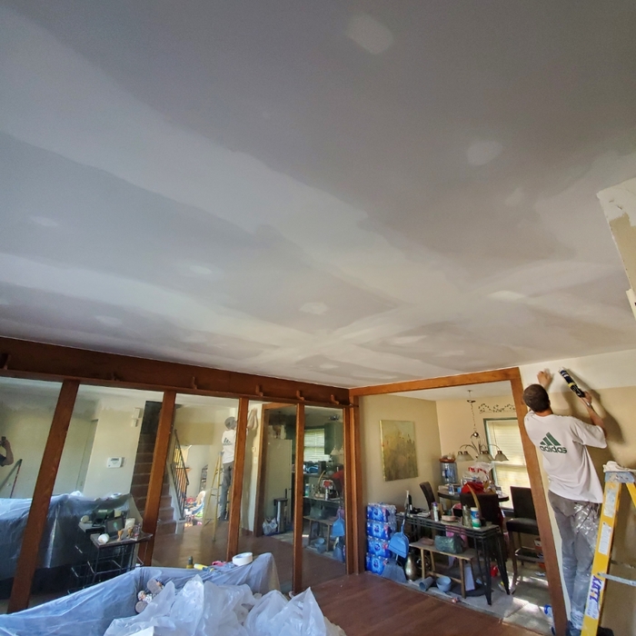 ceiling after installing drywall and insulating