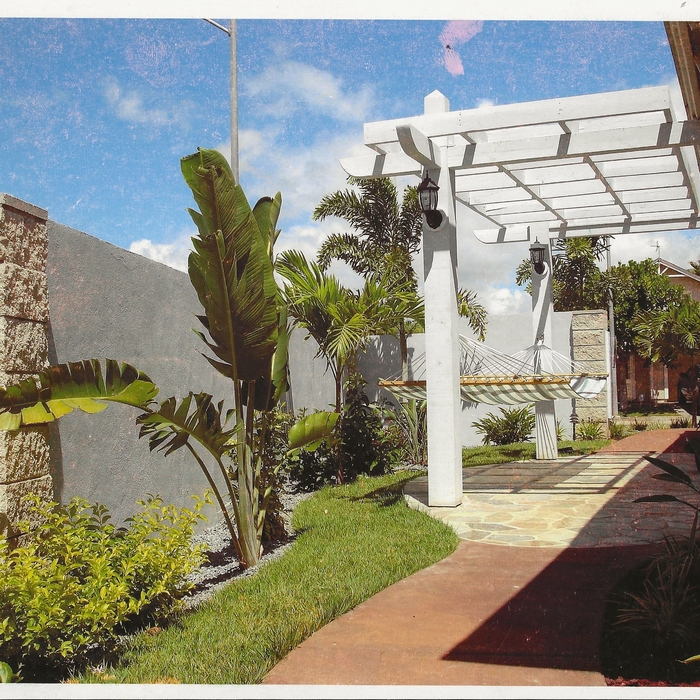 Pergola w/ Walkways and Landscaping