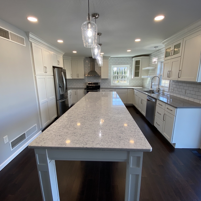 White Cabinetry with Crown Moulding