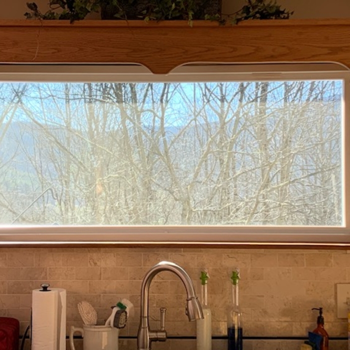 Kitchen sink view of the mountains