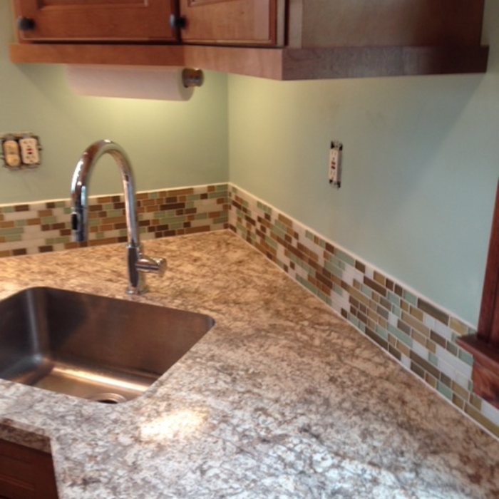 Kitchen backsplash, drywall repair and painting