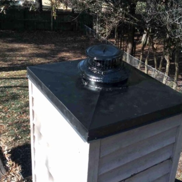 Rustproofed pan and new chimney cap