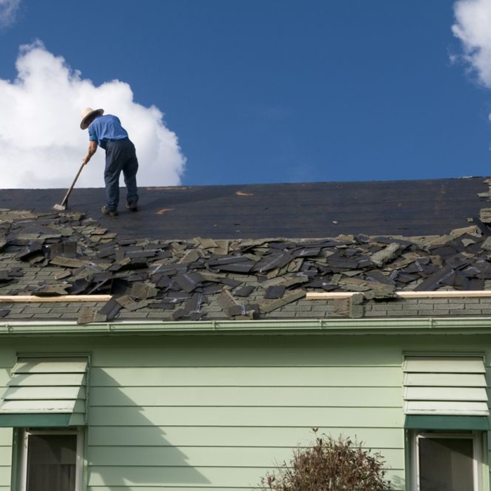 Cleaning Off a Roof